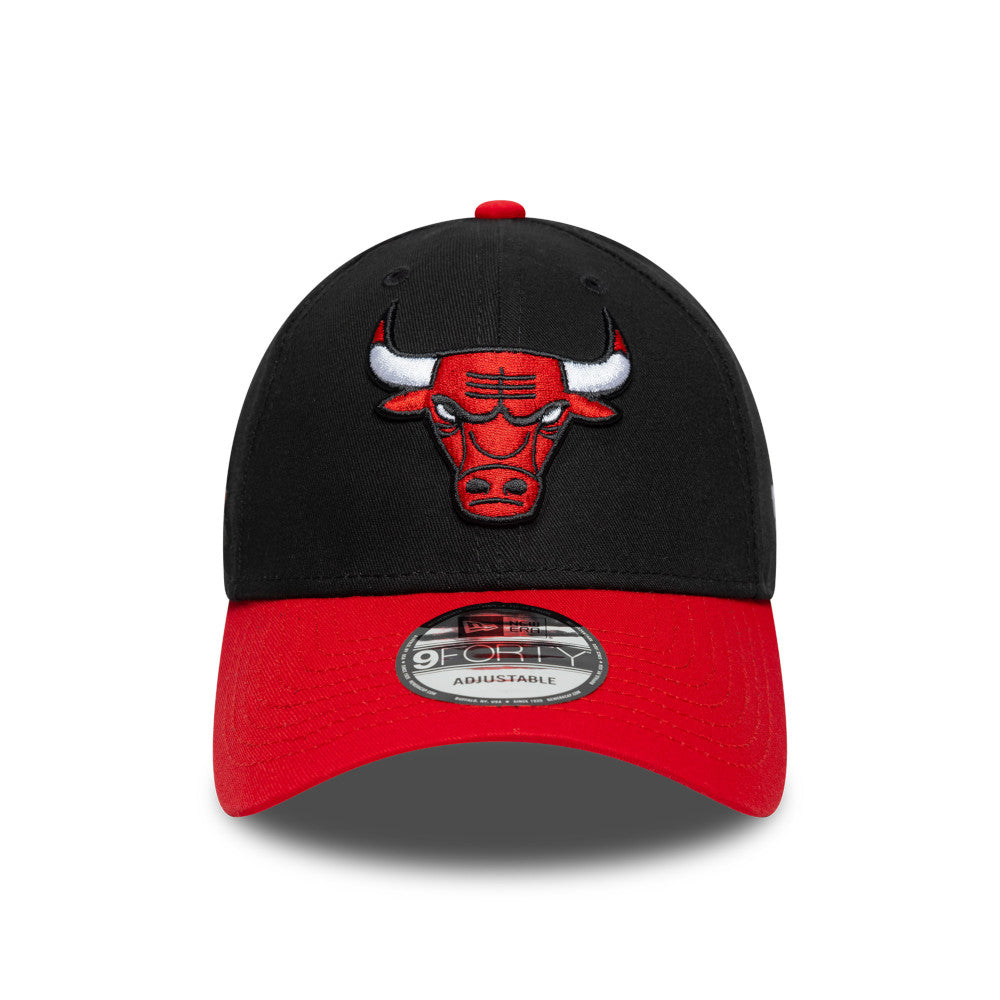 Chicago Bulls Hat - Side Patch 2Tone Black Red NBA 9Forty Strapback Cap - New Era